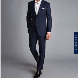 Charles Tyrwhitt Birdseye Travel Suit Jacket - Ink Blue - 38S